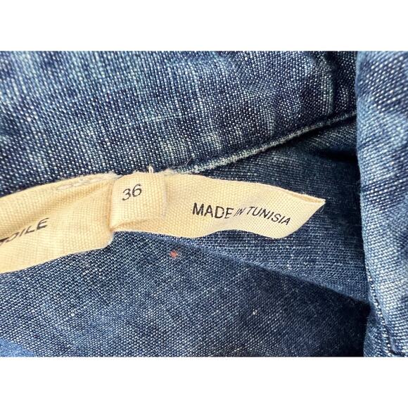 Isabel Marant Etoile Blue Cotton Linen Blend Brocade Denim Jacket Size 36 - Picture 8 of 10